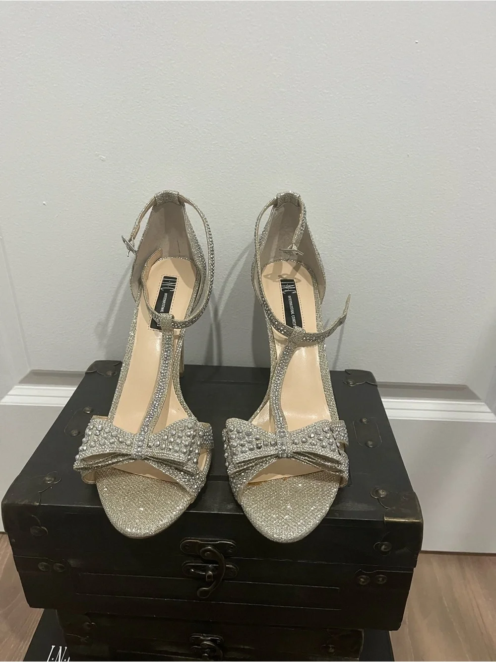 Women's Silver Crystal Embellished High Heel Sandals